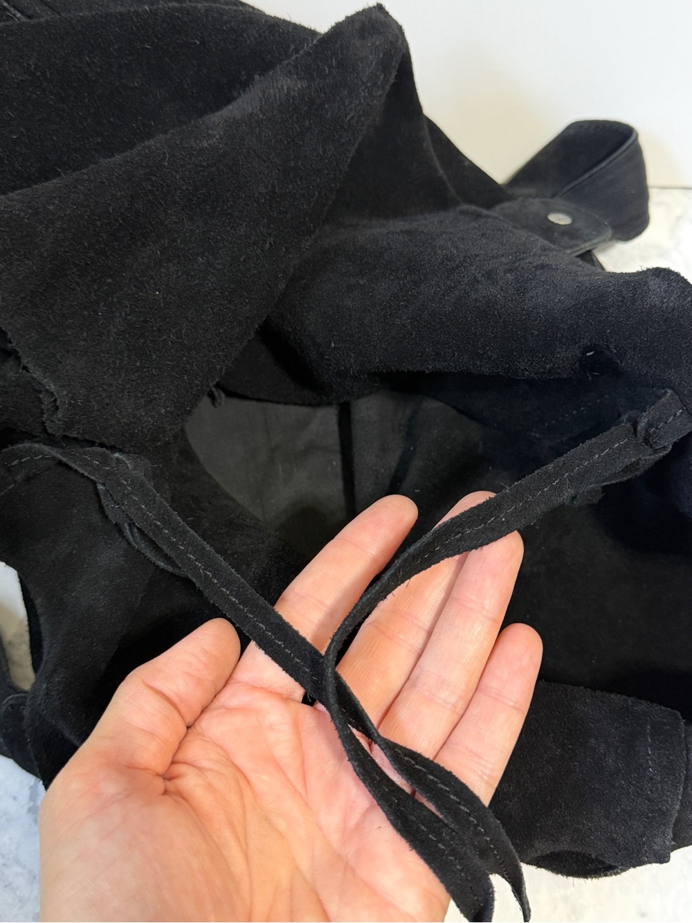 Free People black suede leather slouchy hobo boho tote shoulder bag - Picture 9 of 11